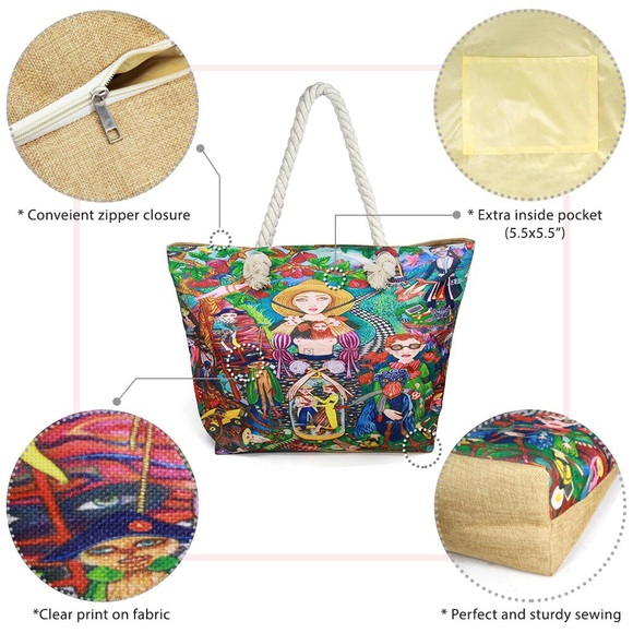 PAINTING PRINT BEACH TOTE BAG - Picture 3 of 5